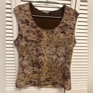 Brown Lace Sleeveless Top